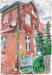 “Altes Haus mit Einkaufswagen" Mischtechnik auf Papier, 58 x 40 cm, 2019