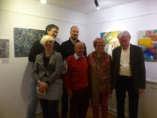 Beteiligte KünstlerInnen, hinten: Michl Brenner und Rolf Jahnke, vorne: Ava Smitmans, Dieter Günter, Gabriele Opfermann, Jörg Wandel