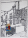 "Großbaustelle mit Dönerschild" Bleistift, Buntstift, Acryl auf Papier, ca. 31 x 24 cm, 2015