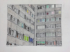 "Bunt im Grau” Bleistift & Buntstift auf Papier, ca. 30 x 23 cm, 2018
